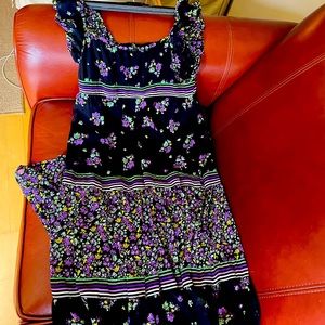 Mango black and purple floral maxi dress with back shiring